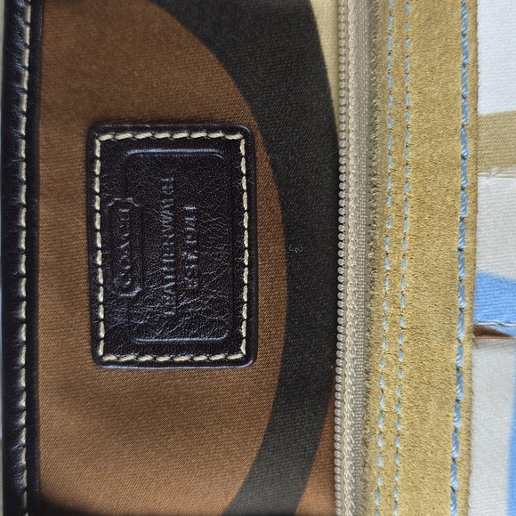 VINTAGE COACH #10113 HAMPTON TOTE BAG SCARF PRINT TAN BLUE BROWN SIGNATURE PURSE - Picture 9 of 17